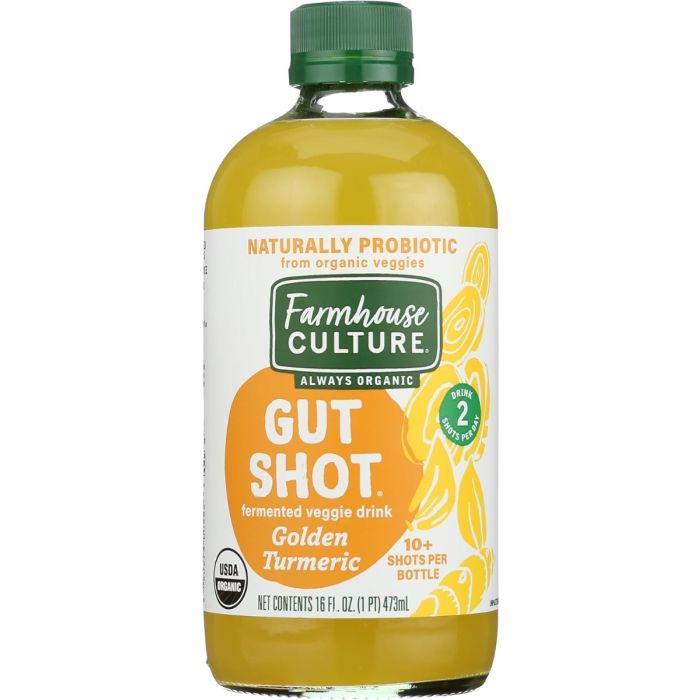 FARMHOUSE CULTURE: Gut Shot Beverage Golden Turmeric, 16 oz