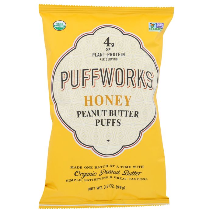 PUFFWORKS: Organic Honey Peanut Butter Puffs, 3.5 oz