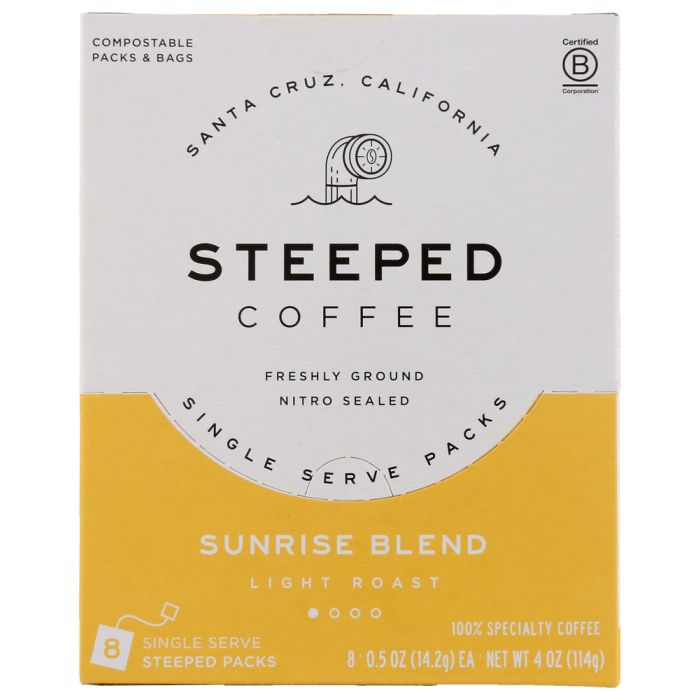 STEEPED COFFEE: Sunrise Blend Light Roast, 8 bg