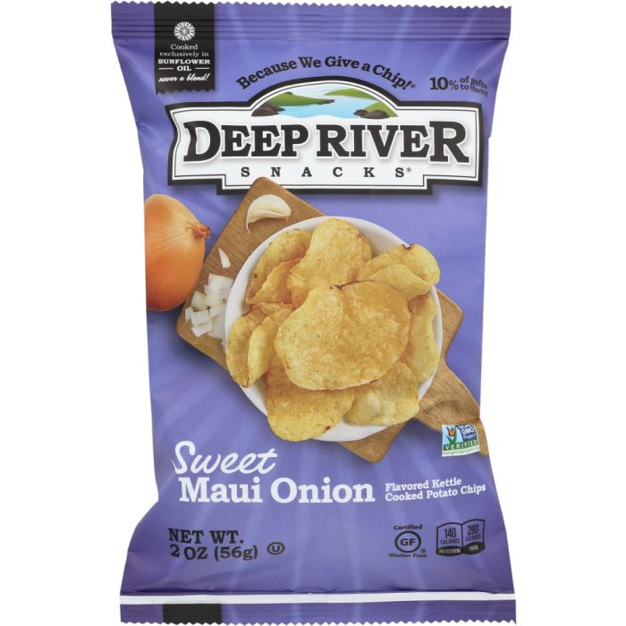 DEEP RIVER: Kettle Cooked Potato Chips Sweet Maui Onion, 2 oz
