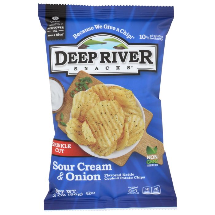 DEEP RIVER: Sour Cream and Onion Kettle Chips, 2 oz