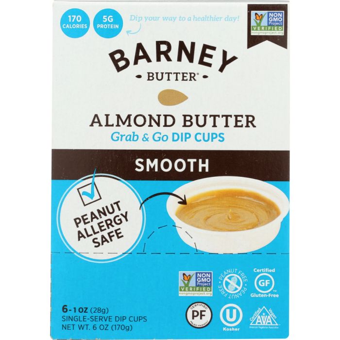 BARNEY BUTTER: Almond Butter Smooth 6x1 oz Single Serve Dip Cups, 6 oz