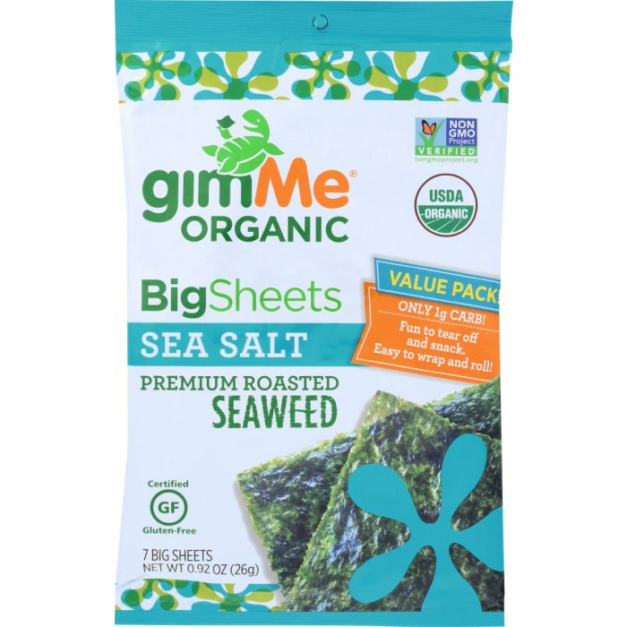 GIMME: Organic Roasted Seaweed Full Sheets Sea Salt, 0.92 oz