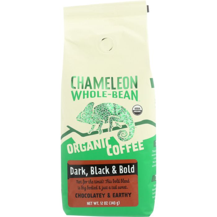 CHAMELEON COLD BREW: Whole Bean Organic Coffee Chocolatey and Earthy Dark Black and Bold, 12 oz