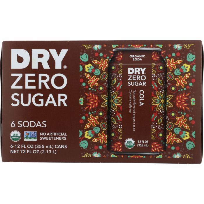 DRY SODA: Zero Sugar Soda Cola 6-12 fl oz, 72 fl oz