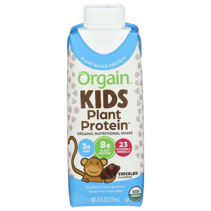 ORGAIN: Kids Plant Protein Shake Chocolate, 8 fo