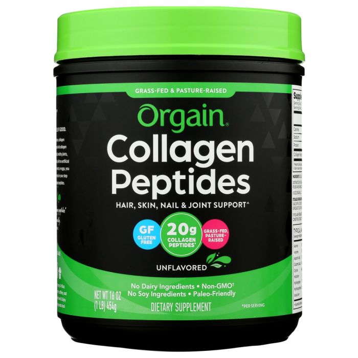 ORGAIN: Organic Grass Fed Collagen Peptides Powder, 1 lb