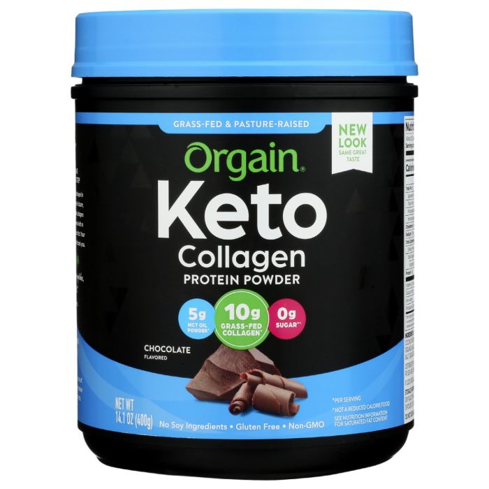 ORGAIN:Keto Collagen Protein Powder Chocolate, 0.88 lb