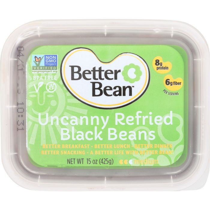 BETTER BEAN: Uncanny Refried Black Beans, 15 oz