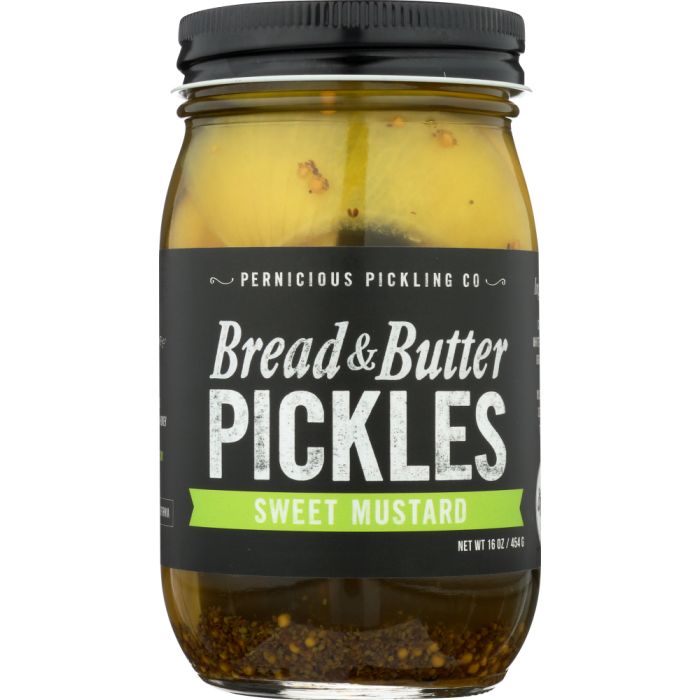 PERNICIOUS PICKLING COMPANY: Pickle Bread Butter Sweet Mustard, 16 oz
