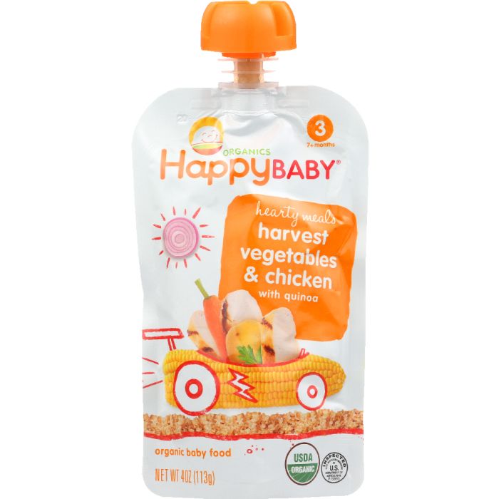 HAPPY BABY: Organic Baby Food Stage 3 Harvest Vegetables & Chicken with Quinoa, 4 oz
