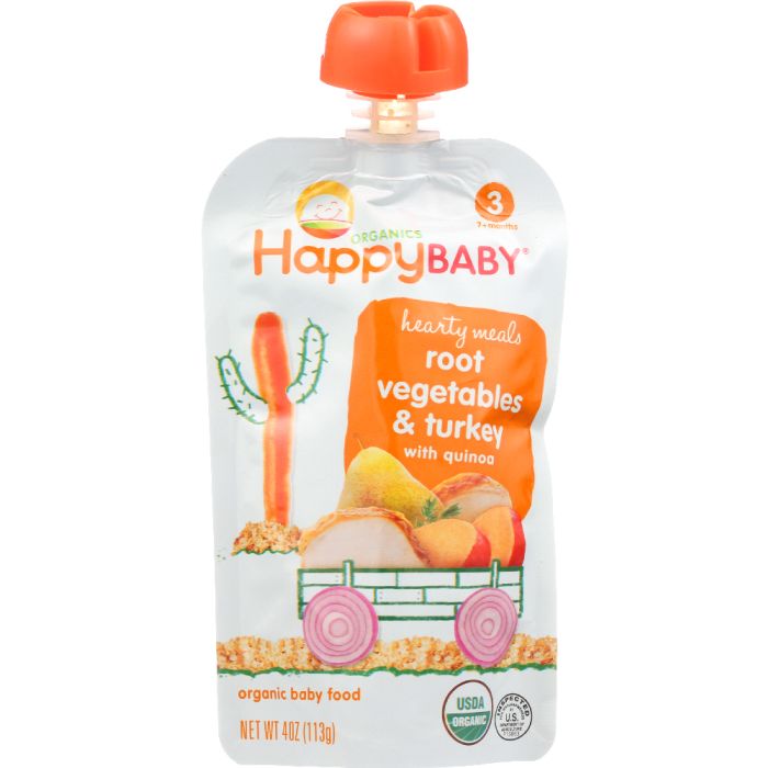 HAPPY BABY: Organic Baby Food Stage 3 Root Vegetables & Turkey with Quinoa, 4 oz