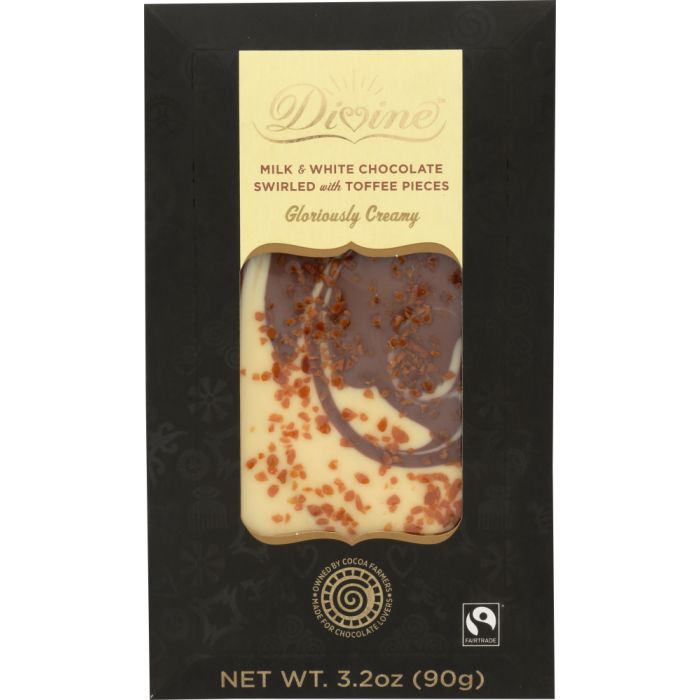 DIVINE CHOCOLATE: Bar Chocolate Milk Caramel Swirled, 3.2 oz