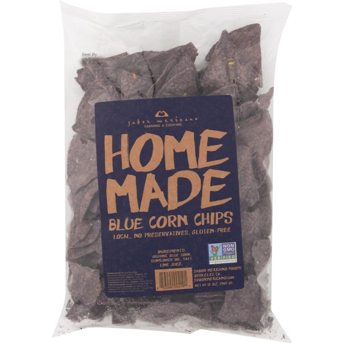 SABOR MEXICANO: Blue Corn Homemade Tortilla Chips, 12 oz