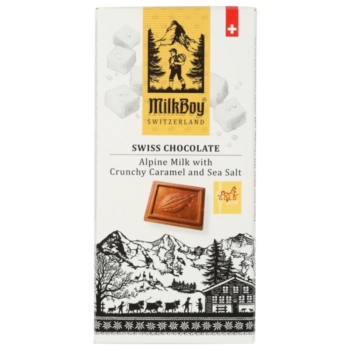 MILKBOY SWISS CHOCOLATES: Alpine Milk With Crunchy Caramel And Sea Salt, 3 oz