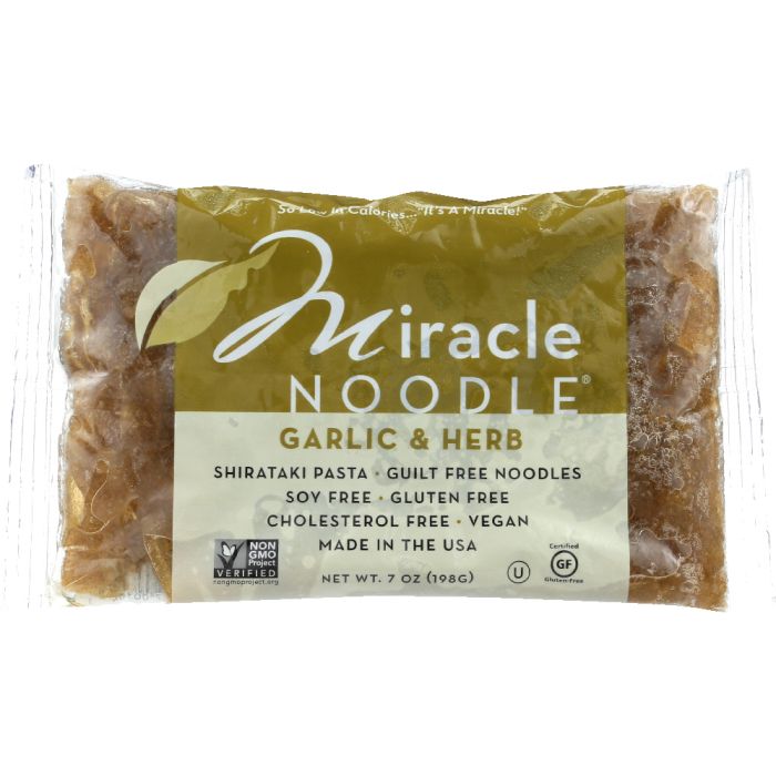 MIRACLE NOODLE: Noodle Fettuccine Garlic & Herb, 7 oz