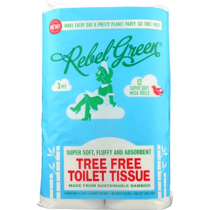 REBEL GREEN: Tree Free Toilet Tissue 12 Pk, 1 ea 