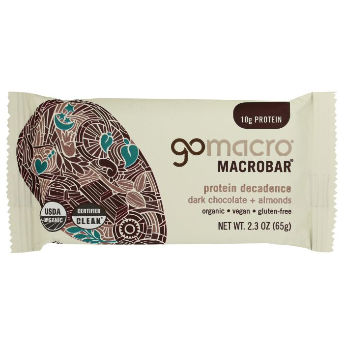 GOMACRO: Dark Chocolate and Almond Macrobar, 2.3 oz