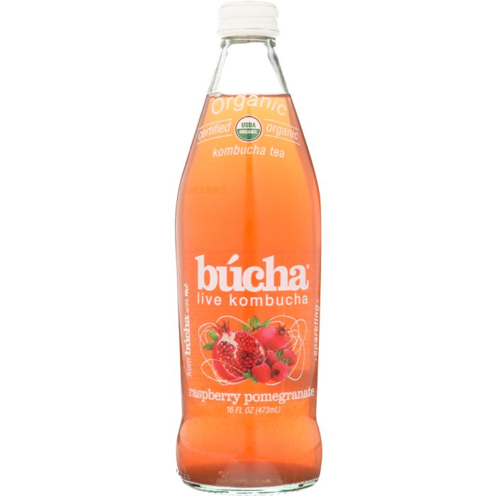 BUCHA LIVE: Kombucha Raspberry Pomegranate, 16 oz