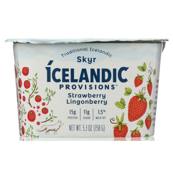 ICELANDIC PROVISIONS: Yogurt Strawberry Lingonberry Skyr, 5.3 oz