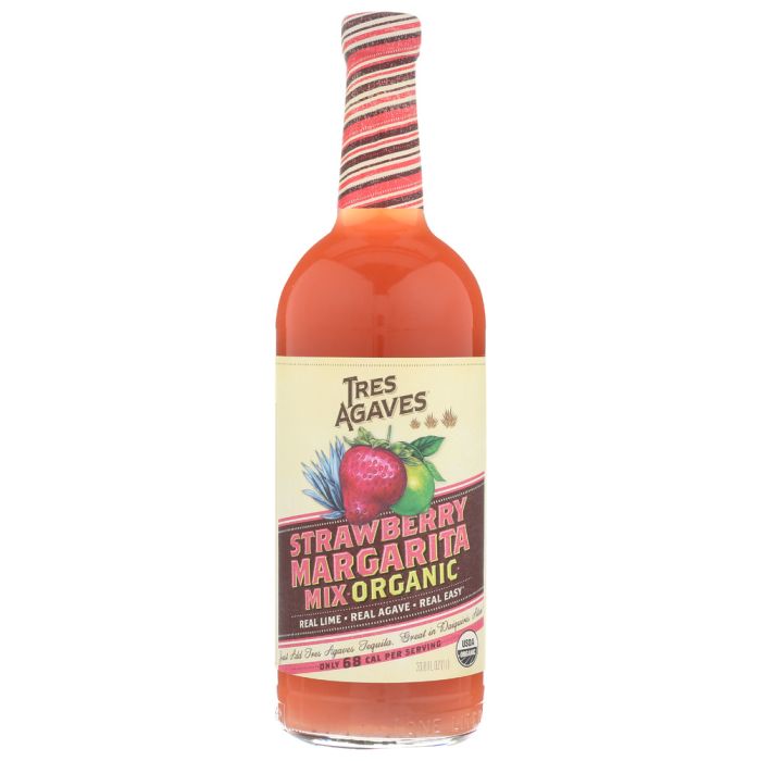 TRES AGAVES: Organic Strawberry Margarita Mix, 33.8 fo