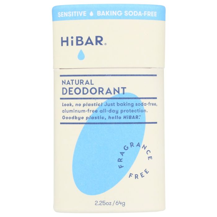 HIBAR: Fragrance-Free Sensitive Plastic-Free Deodorant, 2.25 oz