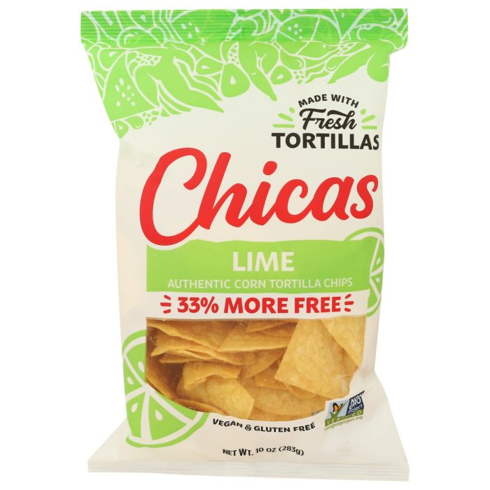 CHICAS: Lime Corn Tortilla Chips, 10 oz