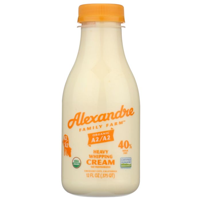 ALEXANDRE FAMILY FARM: A2/A2 Organic Heavy Whipping Cream, 12 fo