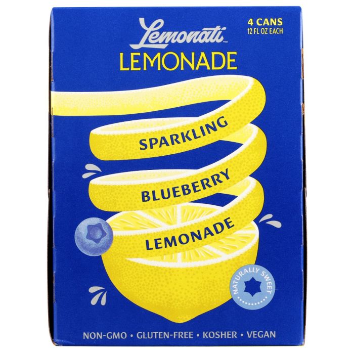 LEMONATI: Sparkling Blueberry Lemonade 4 Cans, 48 fo
