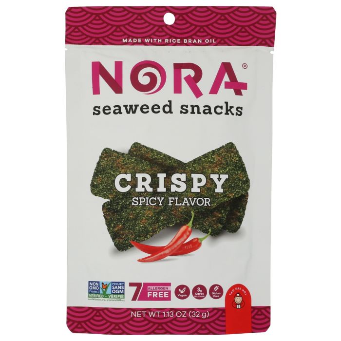 NORA SNACKS: Crispy Spicy Flavor Seaweed, 1.13 oz