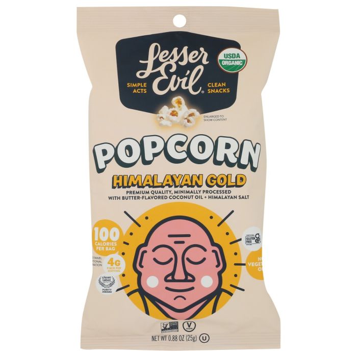 LESSER EVIL: Popcorn Bag Himalayan Gold Organic, 0.88 oz