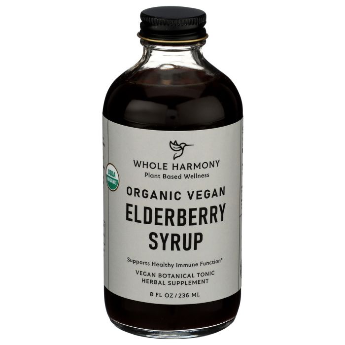WHOLE HARMONY: Organic Vegan Elderberry Syrup, 8 fo