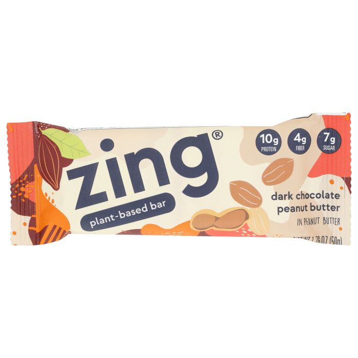 ZING BARS: Dark Chocolate Peanut Butter Nutrition Bar, 1.76 oz