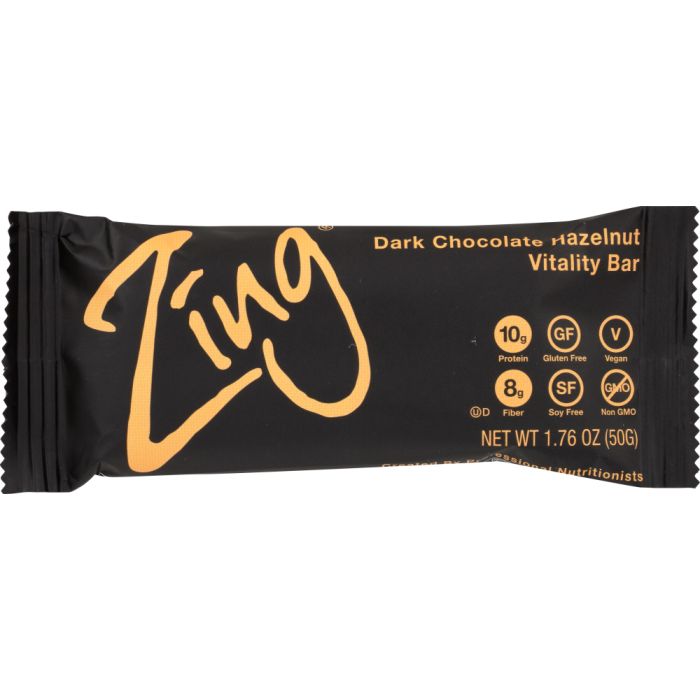ZING BARS: Bar Dark Chocolate Hazelnut Gluten Free, 1.76 oz