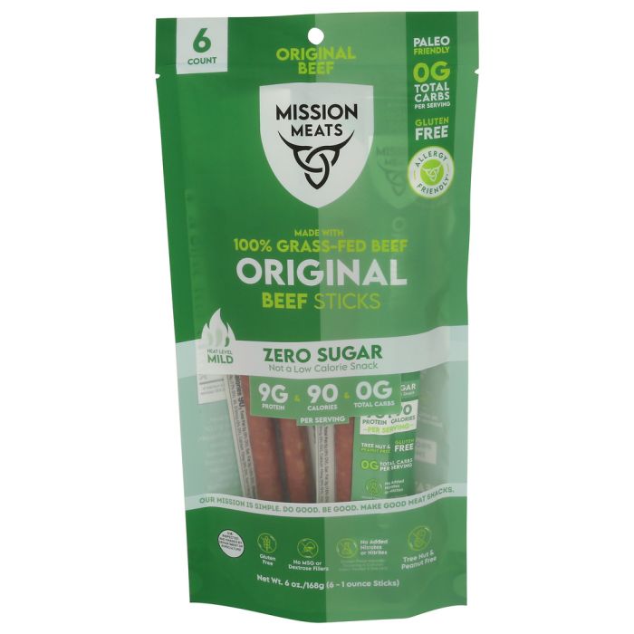 MISSION MEATS: Original Beef Sticks 6 Count, 6 oz