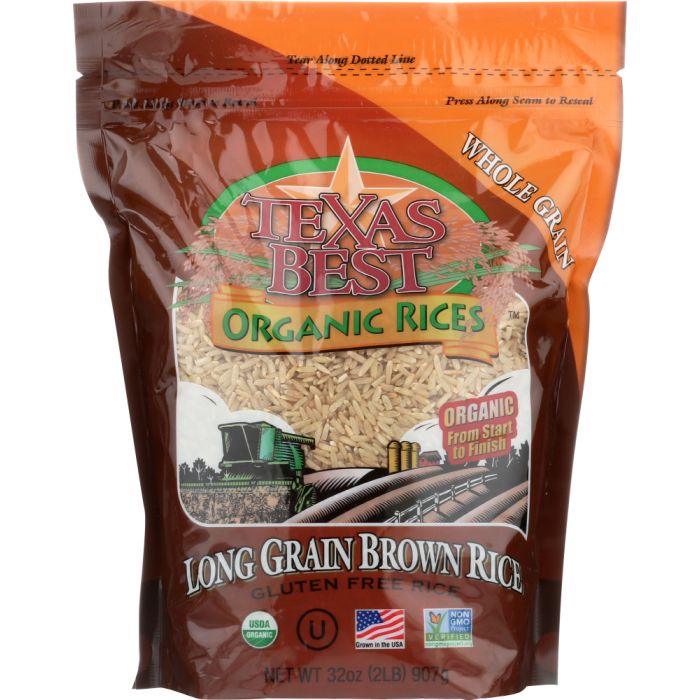TEXAS BEST: Rice Brown Lngrain Org, 32 oz