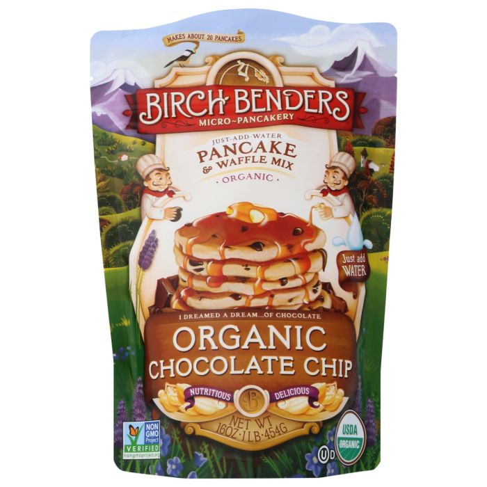 BIRCH BENDERS: Pancake & Waffle Mix Chocolate Chip, 16 oz