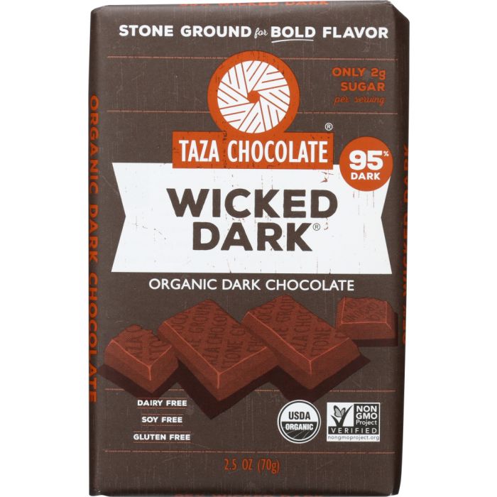TAZA CHOCOLATE: 95% Wicked Dark Chocolate Bar, 2.5 oz