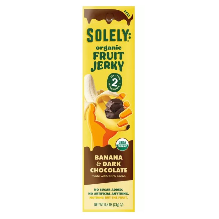 SOLELY: Organic Banana and Dark Chocolate Fruit Jerky, 0.8 oz
