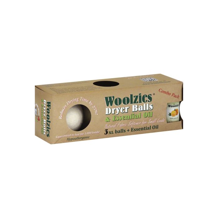 WOOLZIES: Wool Dryer Balls Three Pack and Essential Oil Combo, 13 oz