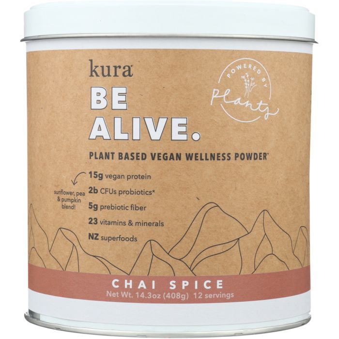 KURA NUTRITION: Plant Protein Wellness Powder Chai, 14.3 oz