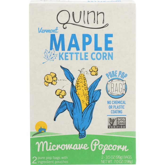 QUINN POPCORN: Vermont Maple & Sea Salt Microwave Popcorn 2x3.5oz Bags, 7 oz