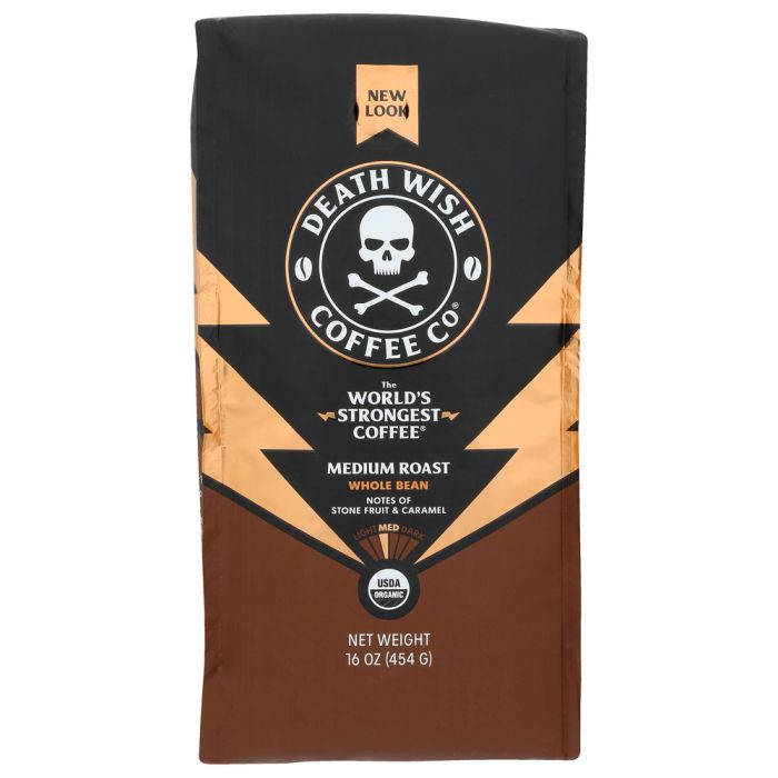 DEATH WISH COFFEE: Medium Roast Whole Bean Coffee, 16 oz