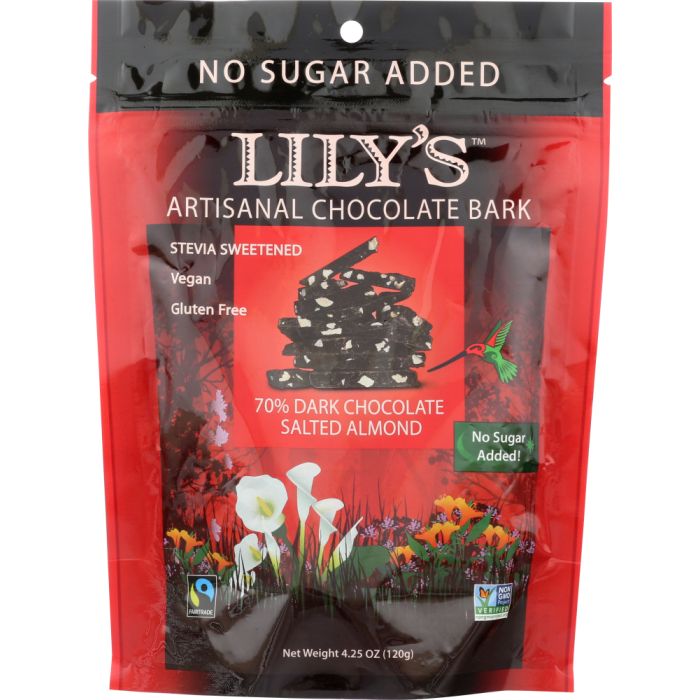 LILYS SWEETS: Chocolate Bark Dark 70, 4.25 oz
