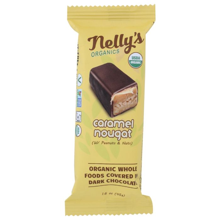 NELLY'S ORGANICS: Caramel Nougat Bar, 1.6 oz