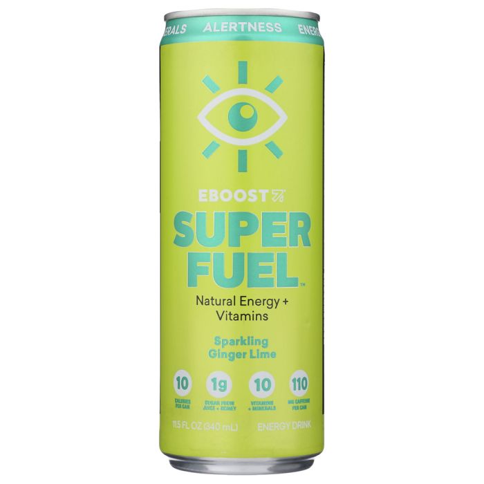 EBOOST: Super Fuel Natural Energy Plus Vitamins Ginger Lime, 12 oz