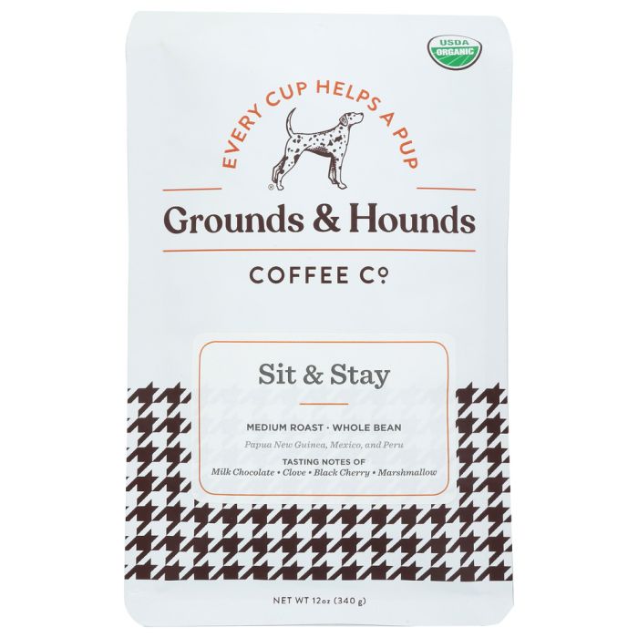 GROUNDS & HOUNDS COFFEE: Sit And Stay Whole Bean Coffee, 12 oz