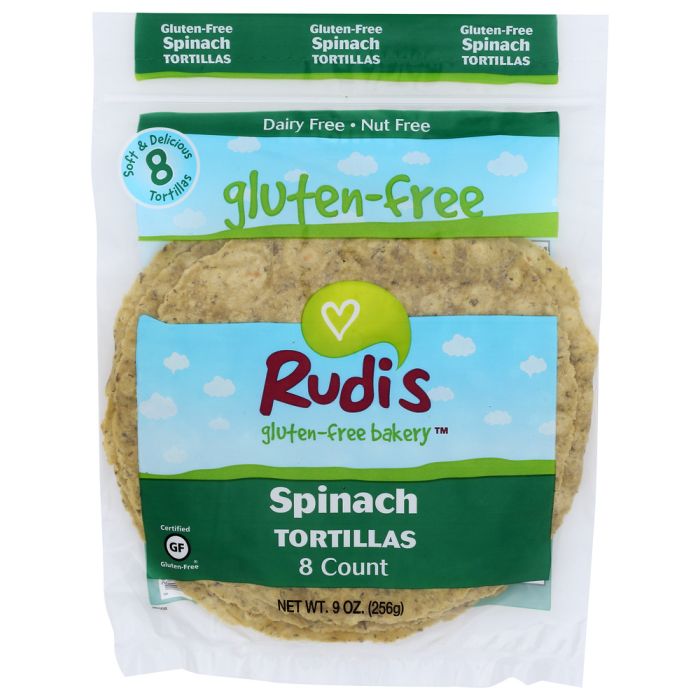 RUDI'S: Gluten Free Spinach Tortillas, 9 oz
