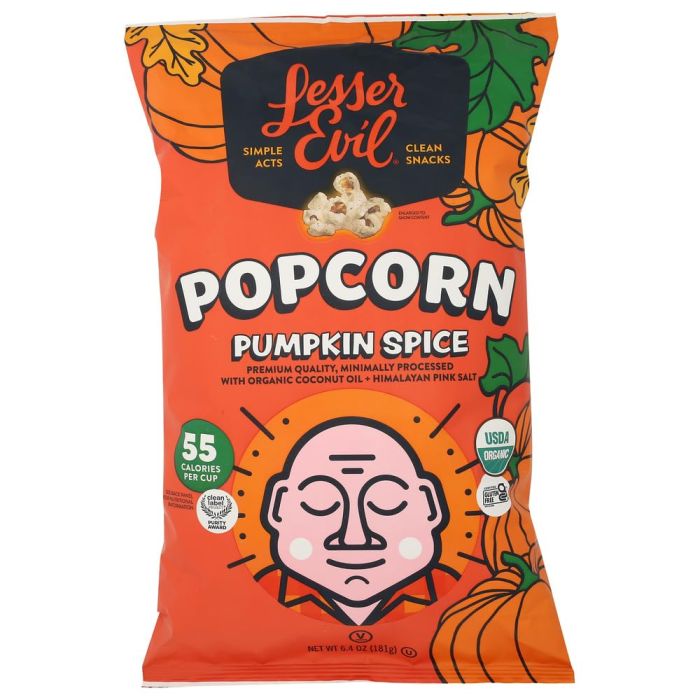 LESSER EVIL: Popcorn Rte Pumpkin Spice, 6.4 oz