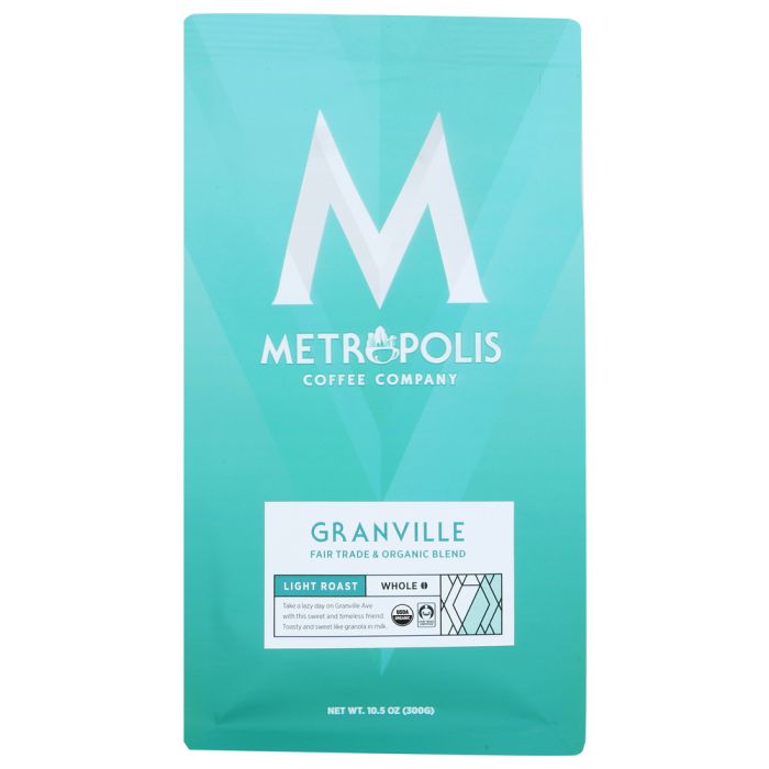 METROPOLIS COFFEE: Granville Blend Light Roast Whole Bean Coffee, 10.5 oz
